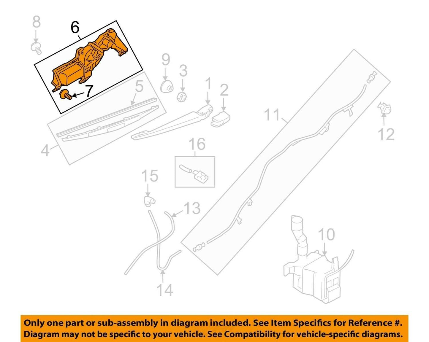 2010-2014 Subaru Outback Rear Hatch Glass Wiper Motor 86510AJ131 OEM