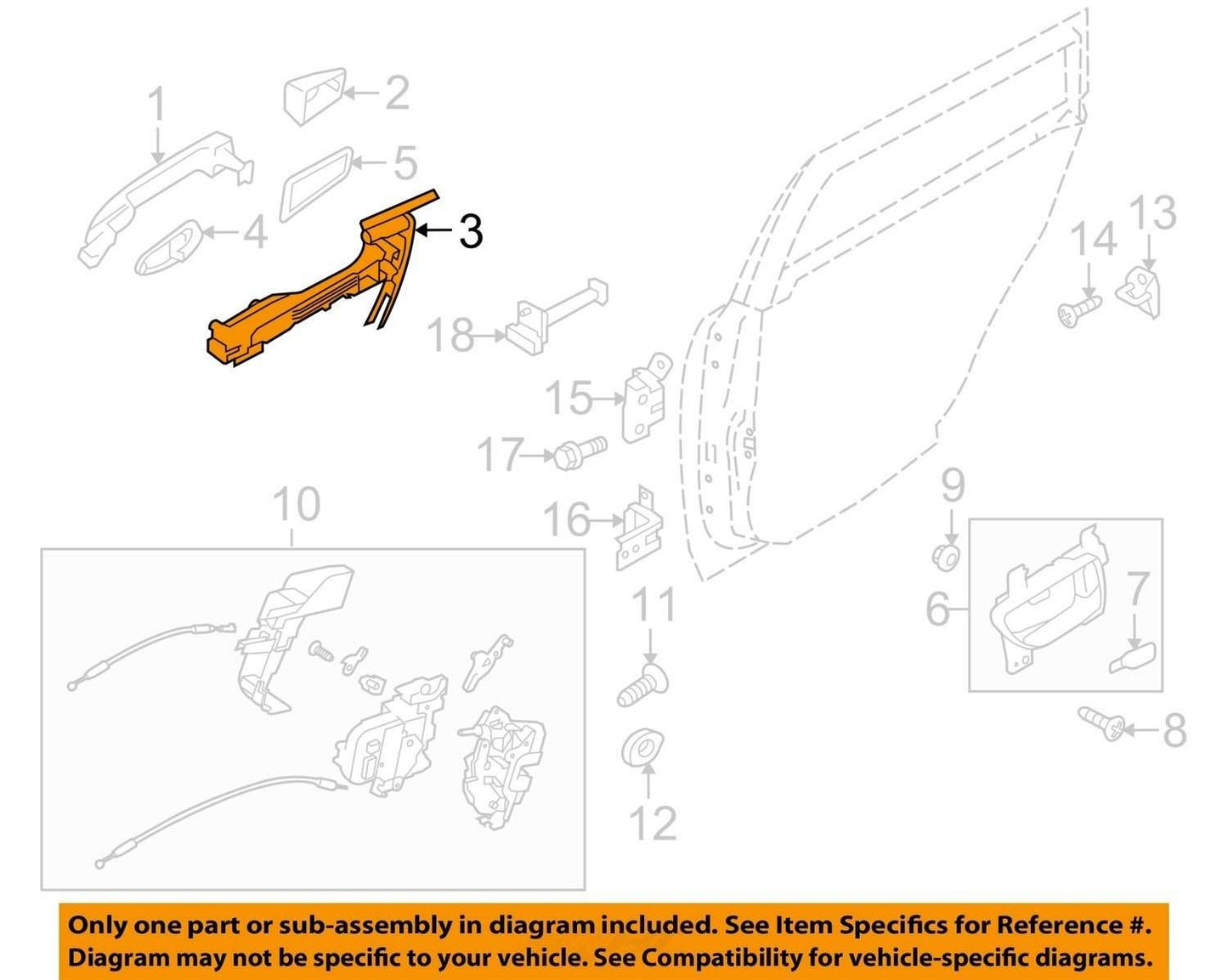 2010-2014 Subaru Outback Right Rear Right Exterior Door Handle Silver OEM