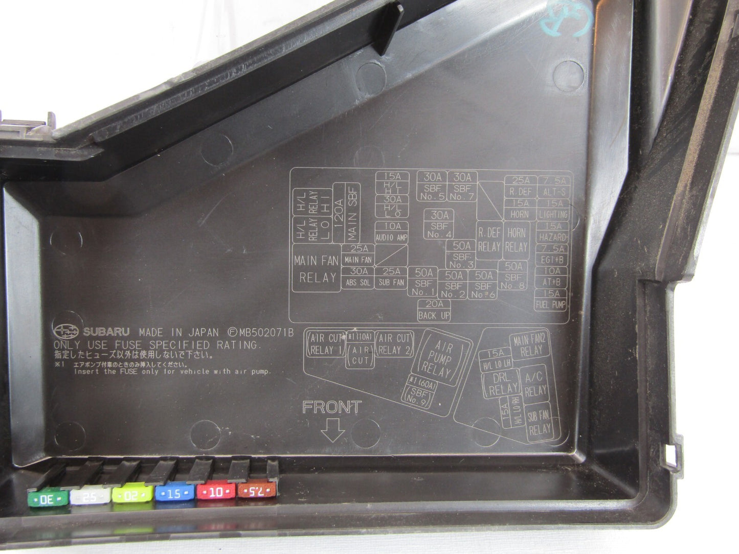 2008 Subaru Impreza Outback Main Fuse Relay Box Engine Bay 82243FG001 Cover OEM