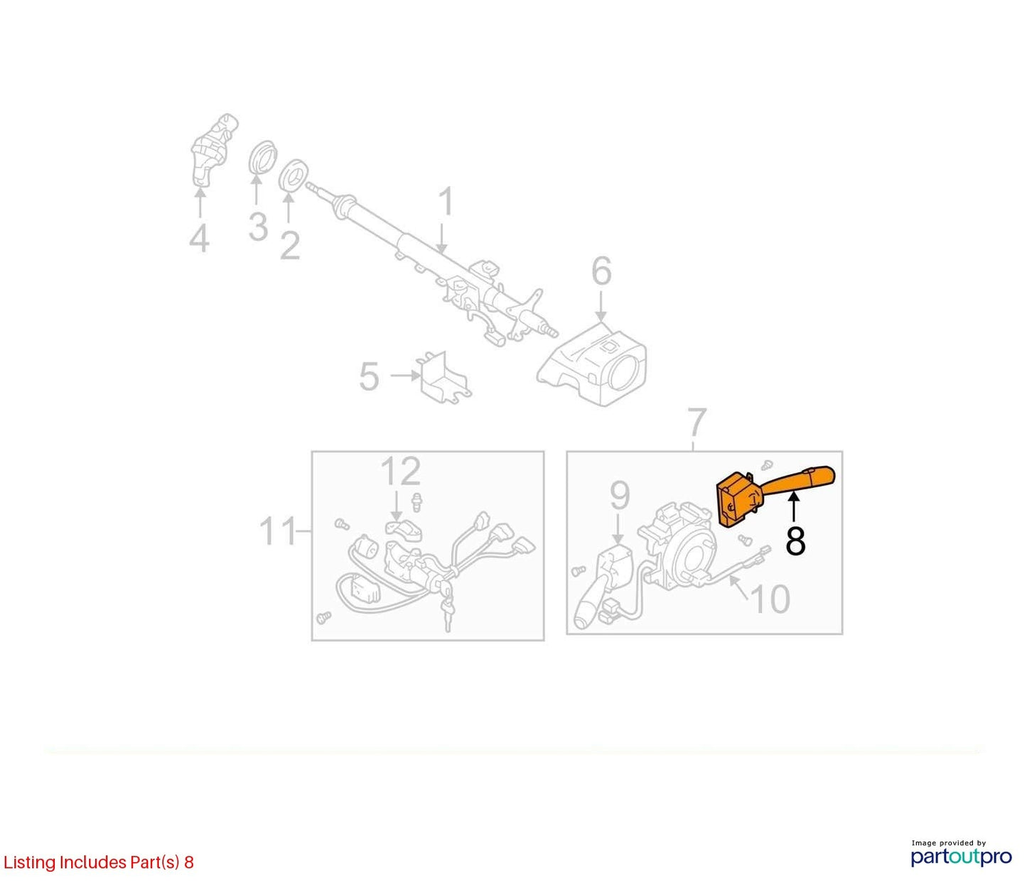 2000-2004 Subaru Legacy Outback Windshield Wiper Control Lever Switch Arm OEM