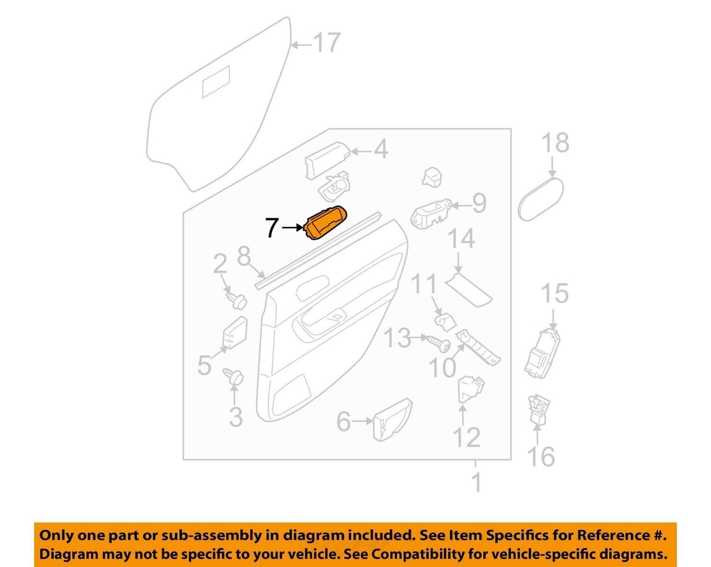 2005-2009 Subaru Outback Rear Right Interior Door Handle 94246AG02A OEM