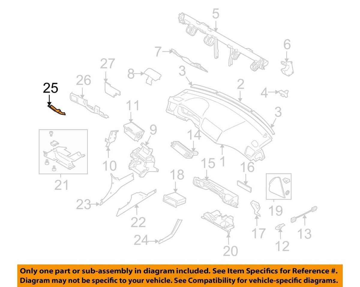 2007-2009 Subaru Legacy Outback Black Dashboard Fuse Box Diagram Fold Down OEM