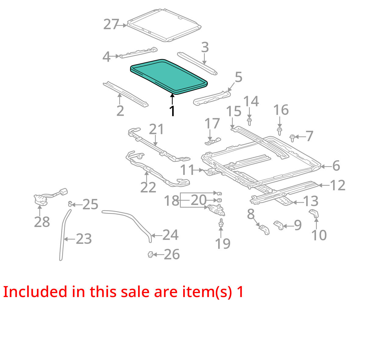 1999-2003 Lexus RX300 Sunroof Glass Tinted Factory OEM 6320148020