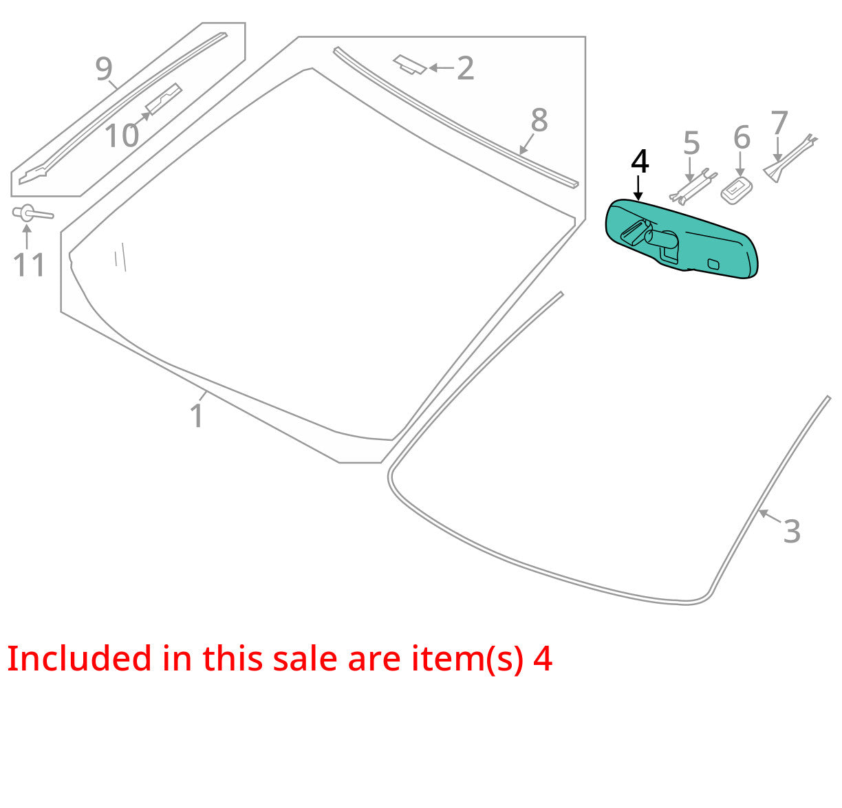 2010-2016 Toyota Highlander Rear View Interior Mirror with Autodim E11015892 OEM