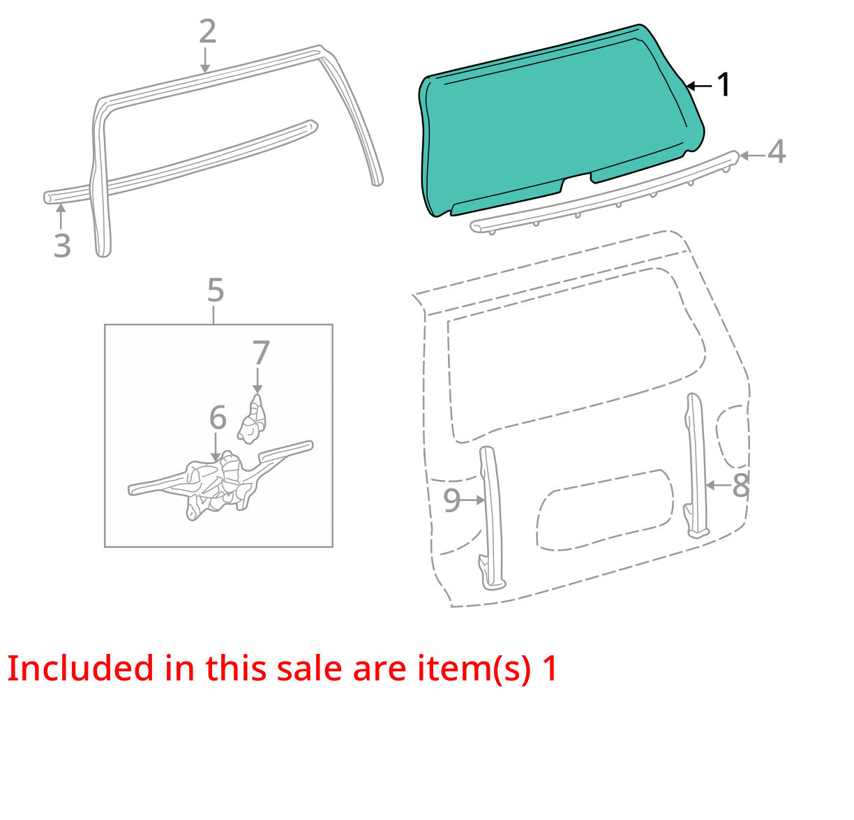 2001-2007 Toyota Sequoia Rear Hatch Tailgate Back Glass Window Tinted OEM
