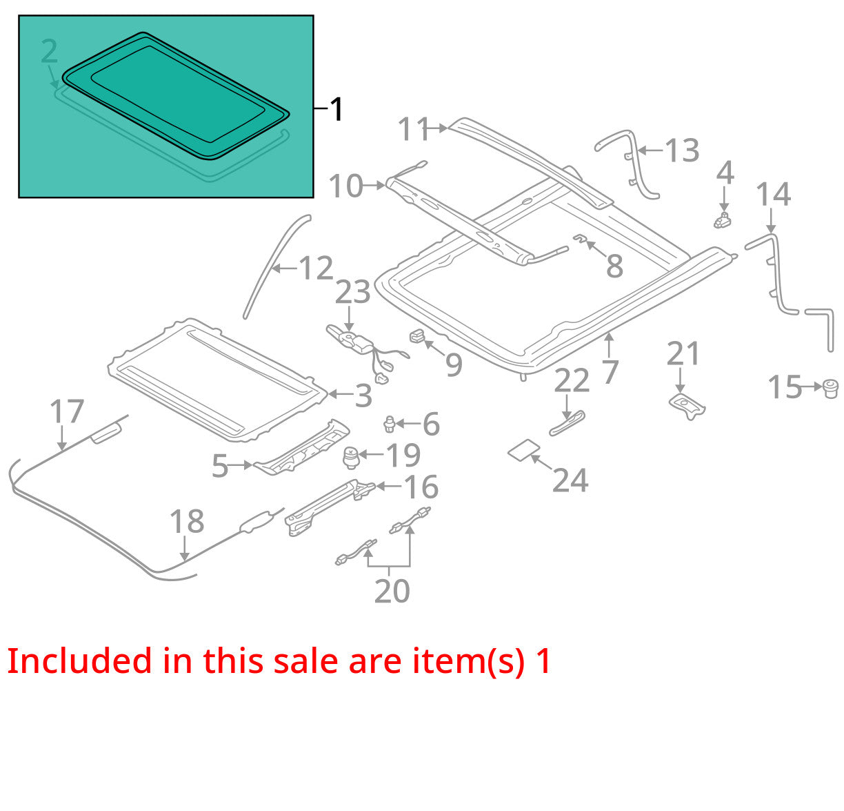 2001-2003 Infiniti QX4 Sunroof Glass Factory OEM 91210-5W501