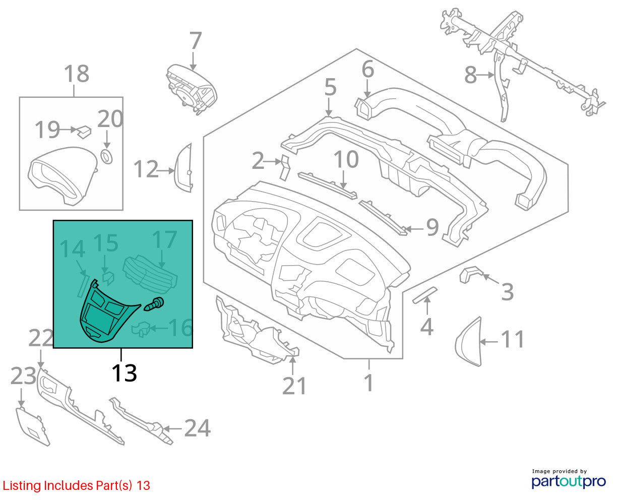 2015-2017 Hyundai Accent Hazard Light Temperature Climate Control with Bezel OEM