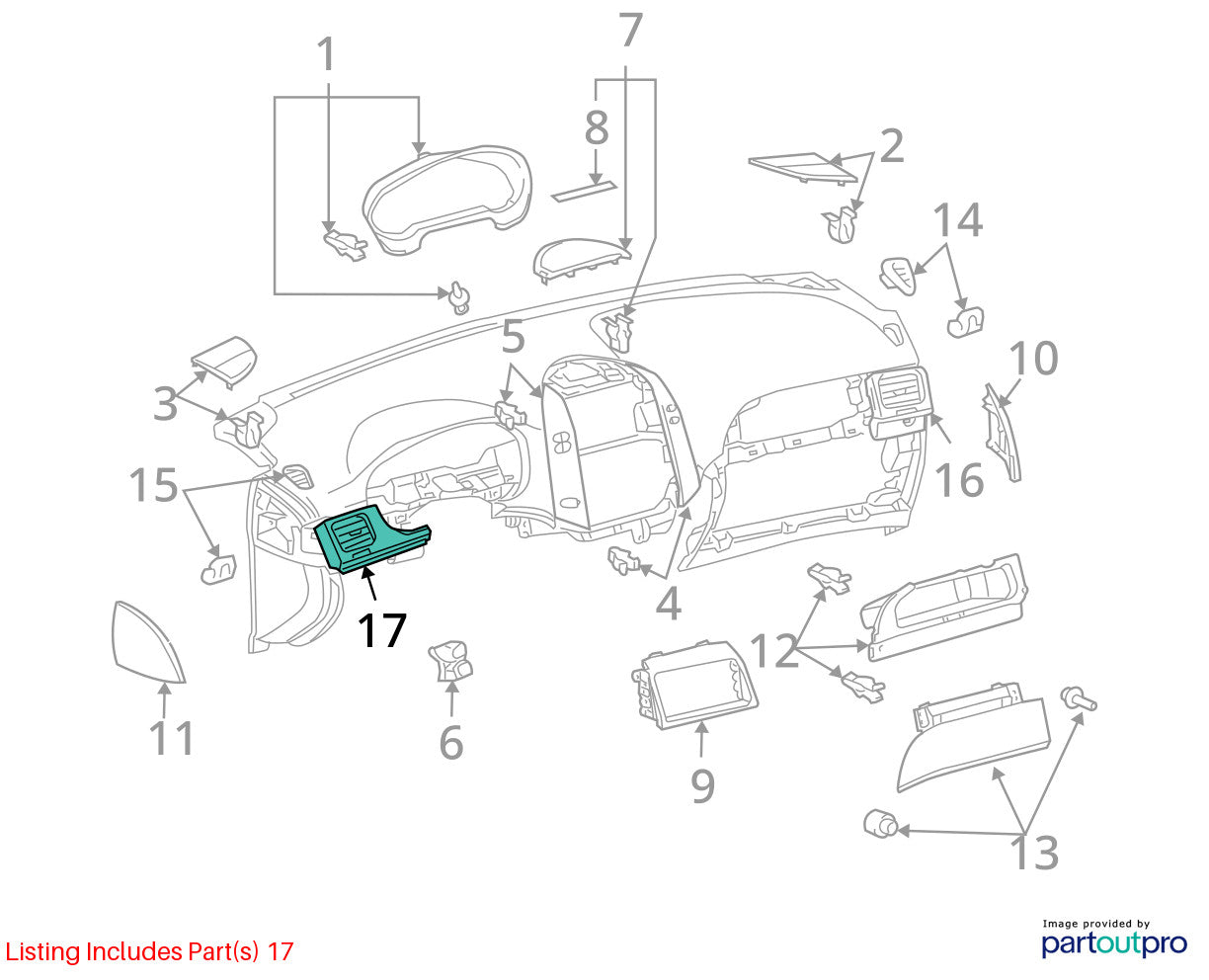 2004-2010 Toyota Sienna Side Dash AC Vent and Duct Brown 55650-AE020-E0 OEM