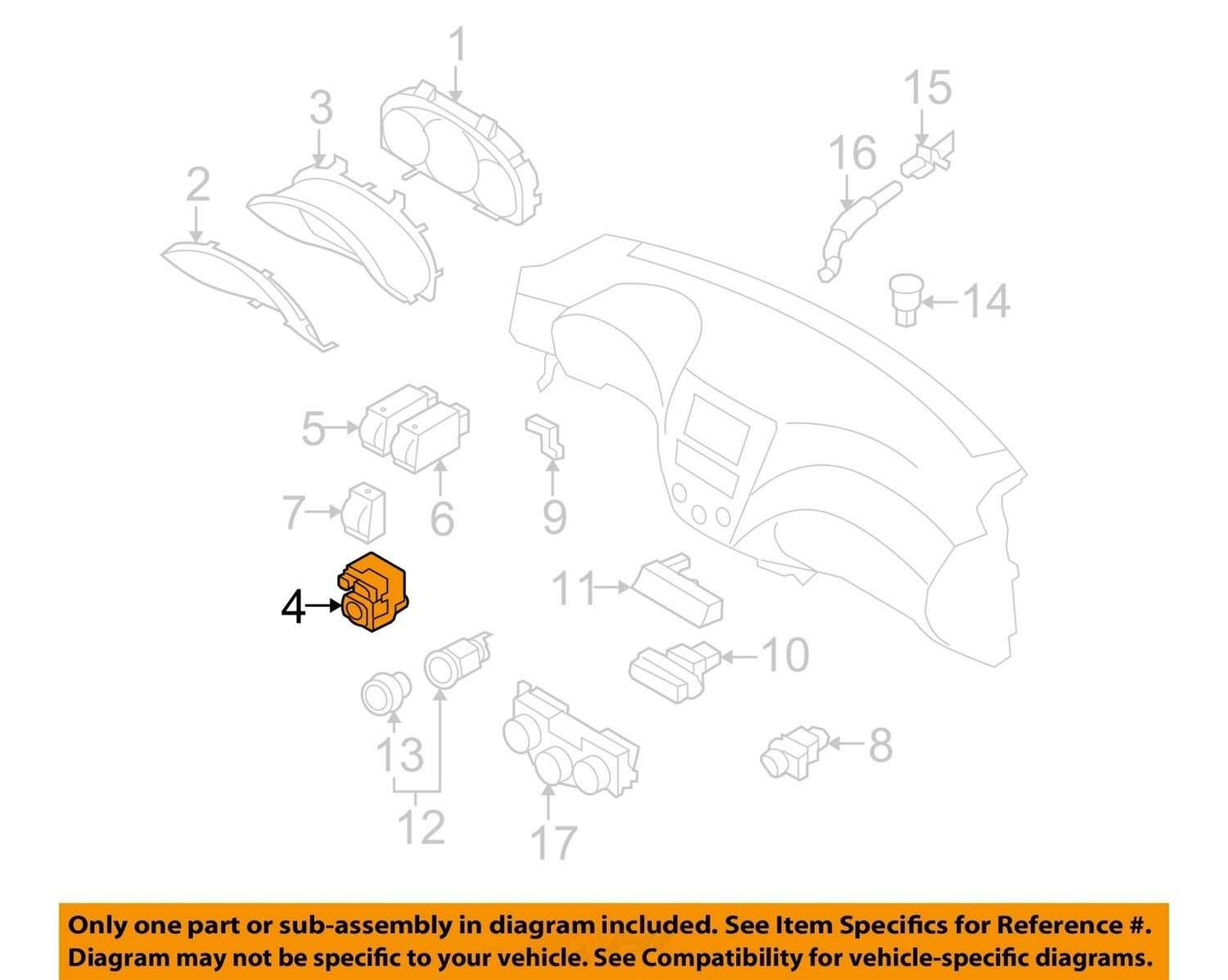 2008-2010 Subaru Impreza Front Side View Mirror Control Switch OEM
