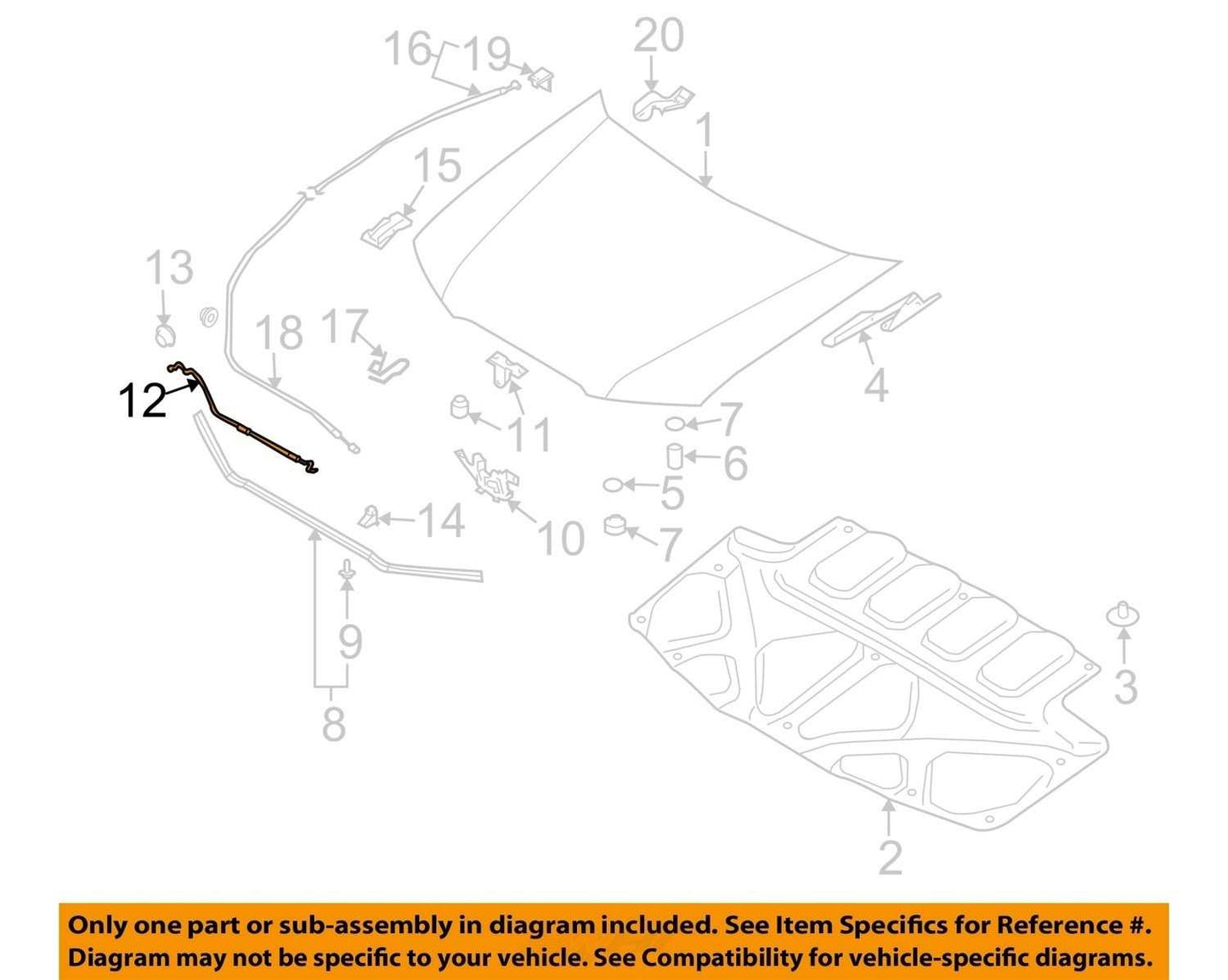 2006-2008 Subaru Forester Hood Prop Support Arm Rod OEM