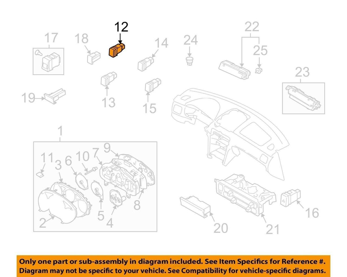03-08 Subaru Forester Lower Instrument Panel Dash Fog Switch Trim OEM 83001SA000
