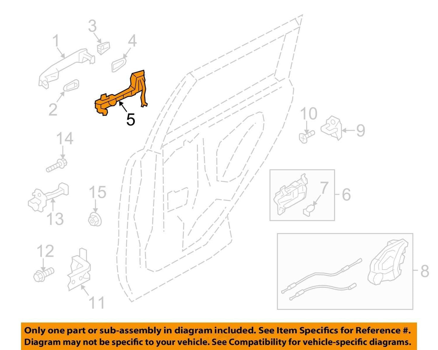 2014-2018 Subaru Forester Right Rear Door Handle Exterior White 37J OEM