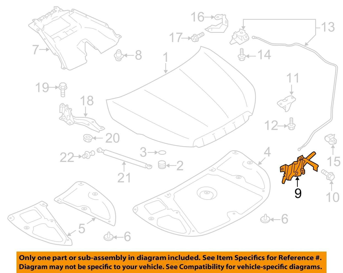 2014-2018 Subaru Forester Front Hood Lock Latch Release Assembly OEM