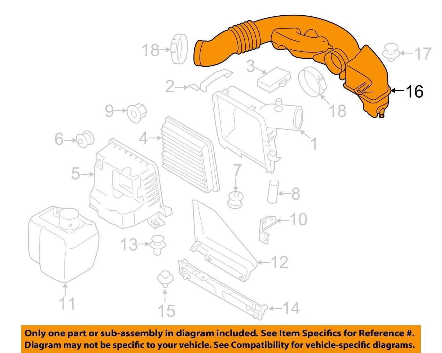 2014-2018 Subaru Forester Air Cleaner Intake Inlet Boot Duct Hose 14456AA440 OEM