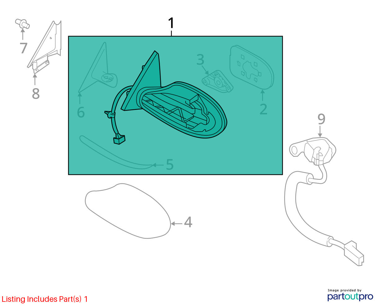 2013-2018 Nissan Altima Right Power 6-WIRE Side Mirror Turn Signal 963013TH3A