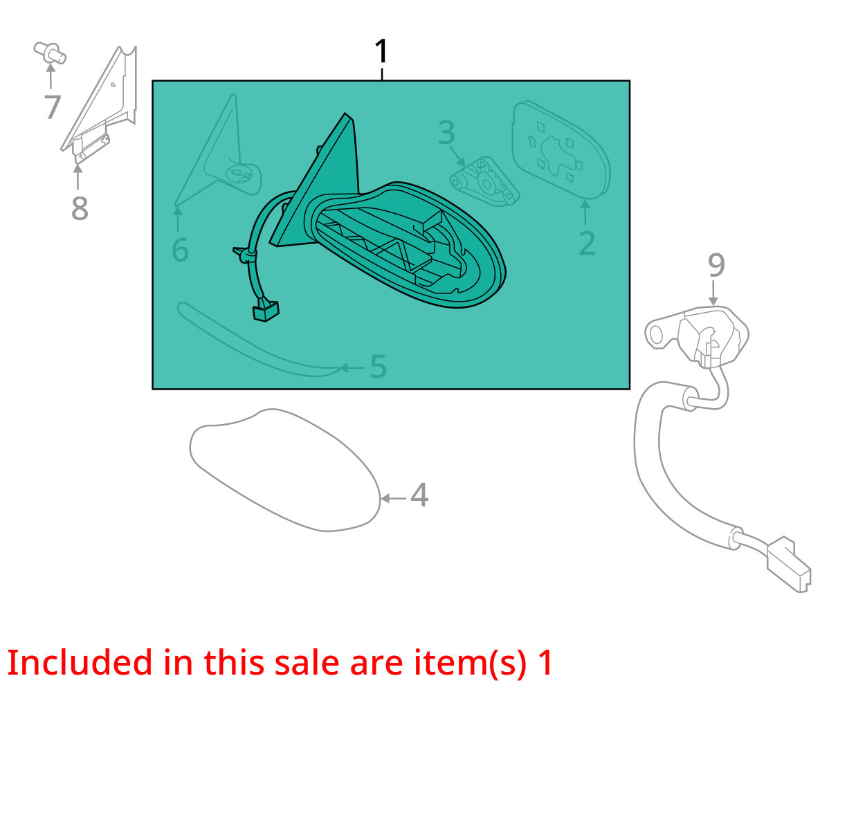 2013-2018 Nissan Altima Right Power 6-WIRE Side Mirror Turn Signal 963013TH3A