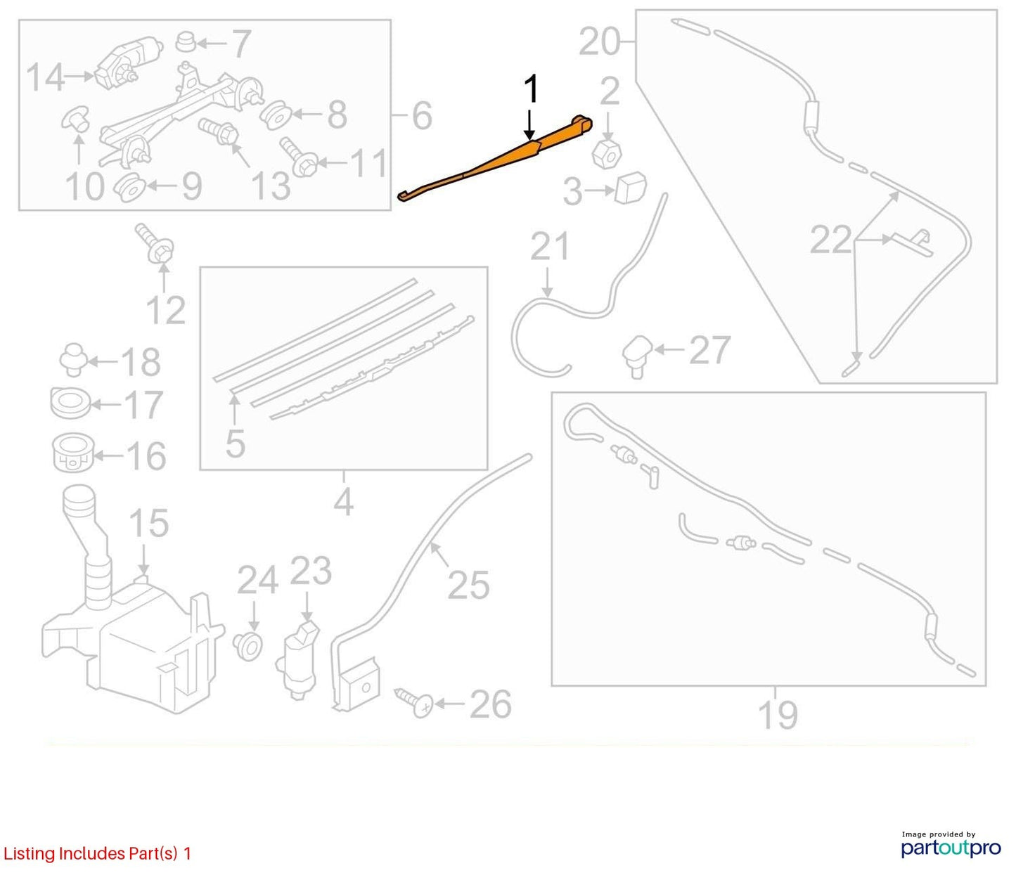 2012-2016 Subaru Impreza Left-Side Left LH Windshield Wiper Arm OEM