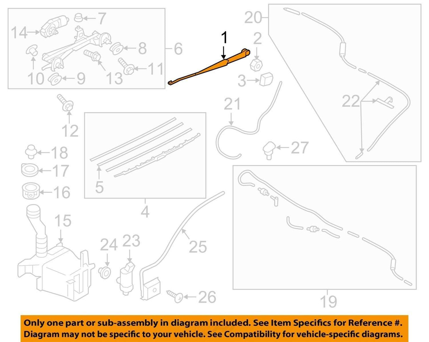 2012-2016 Subaru Impreza Left-Side Left LH Windshield Wiper Arm OEM