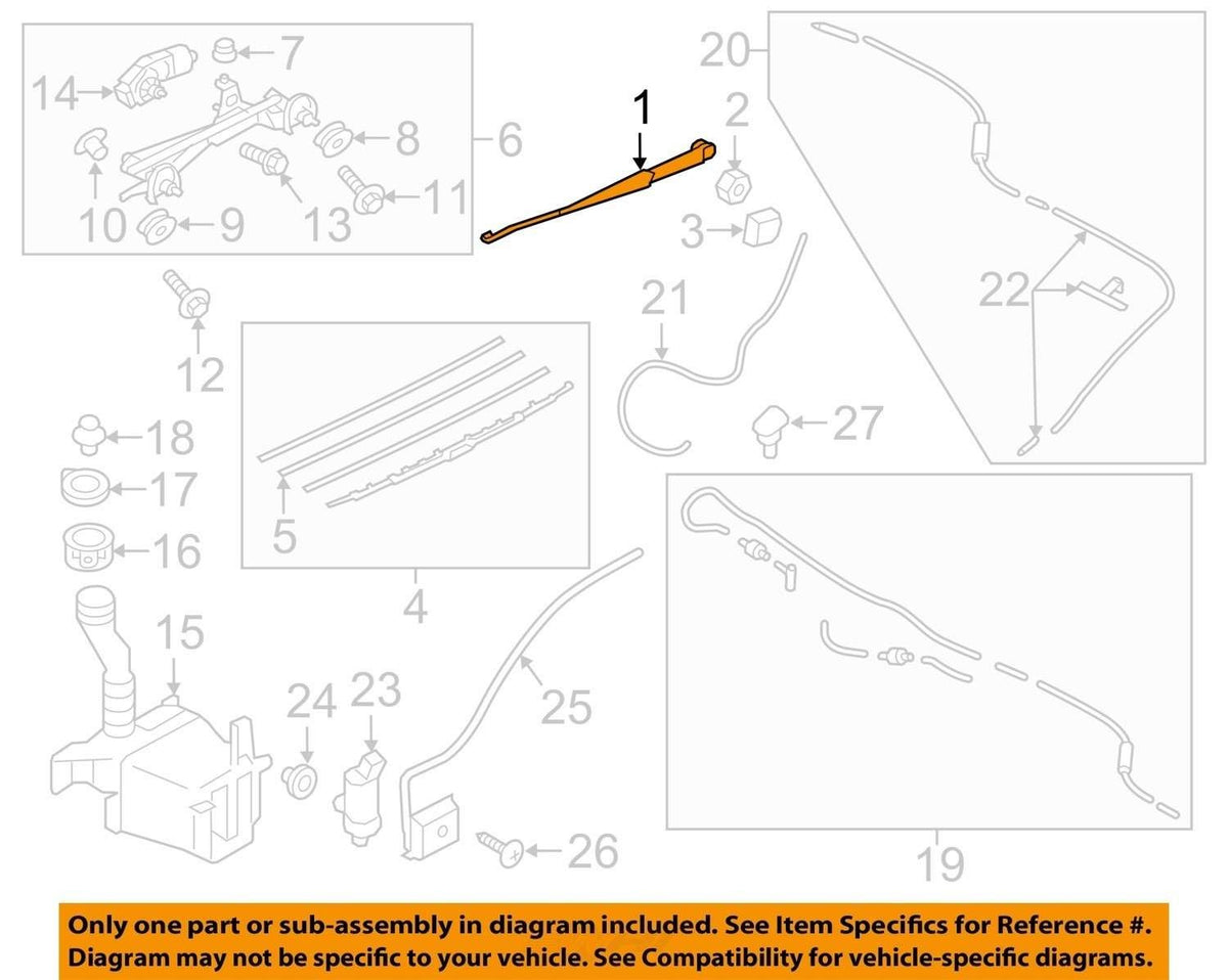 2012-2016 Subaru Impreza Left-Side Left LH Windshield Wiper Arm OEM 86532FJ010