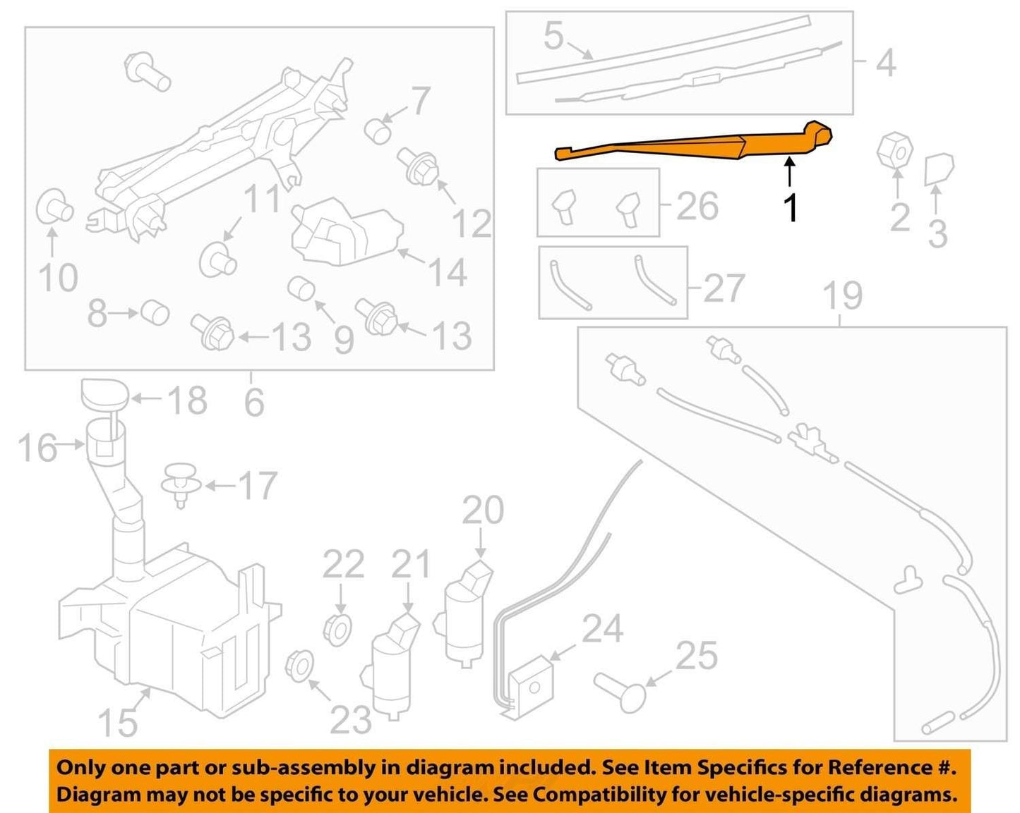 2012-2016 Subaru Impreza Right Windshield Wiper Arm OEM