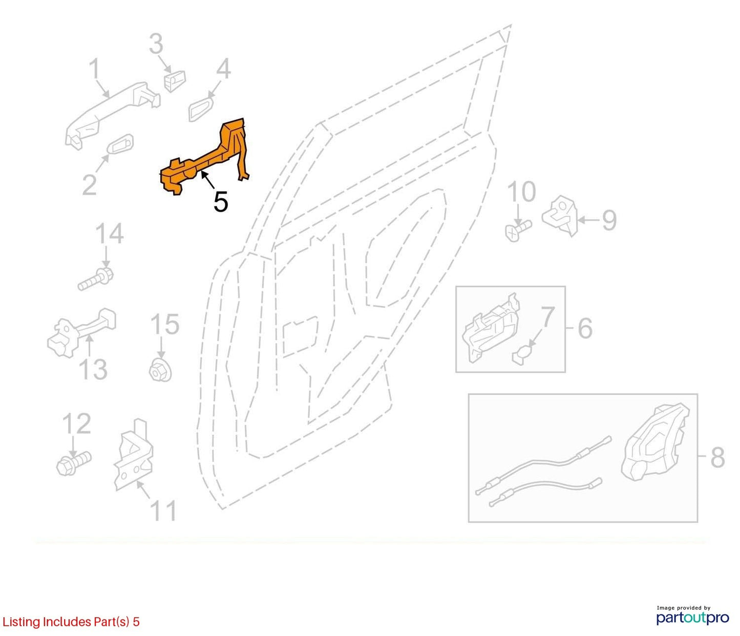 2014-2018 Subaru Forester Right Rear Door Handle Exterior Silver G1U