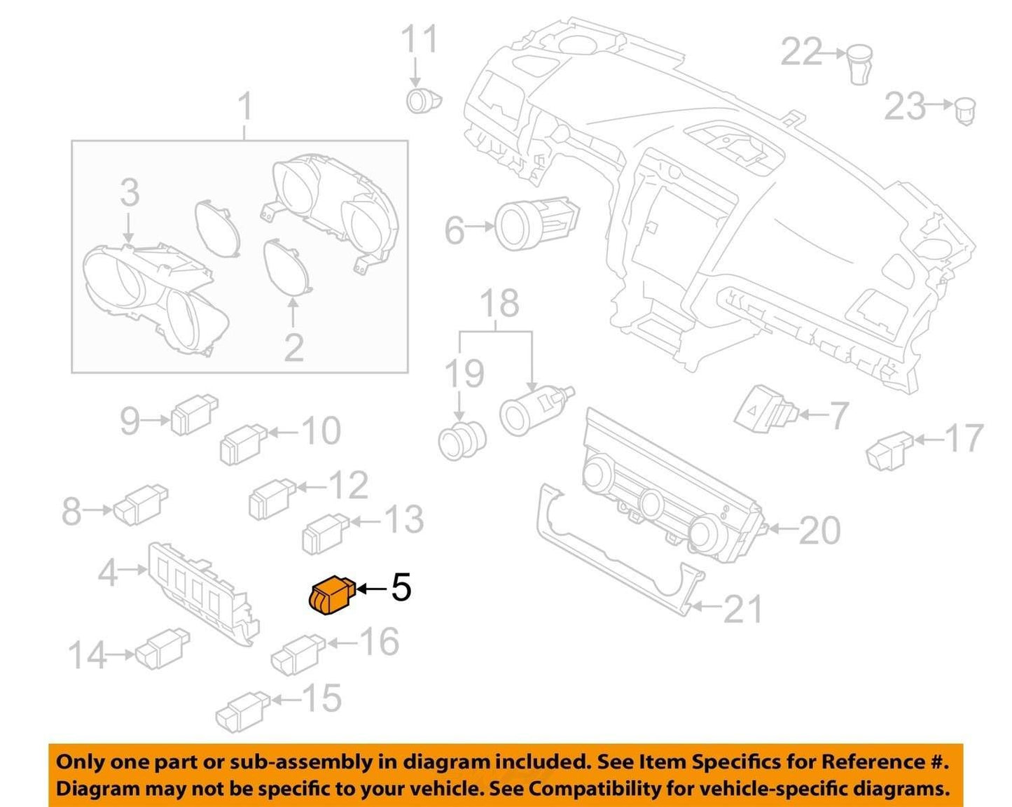 2014-2023 Subaru Forester Left Front Dash Dimmer Light Illumination Switch OEM