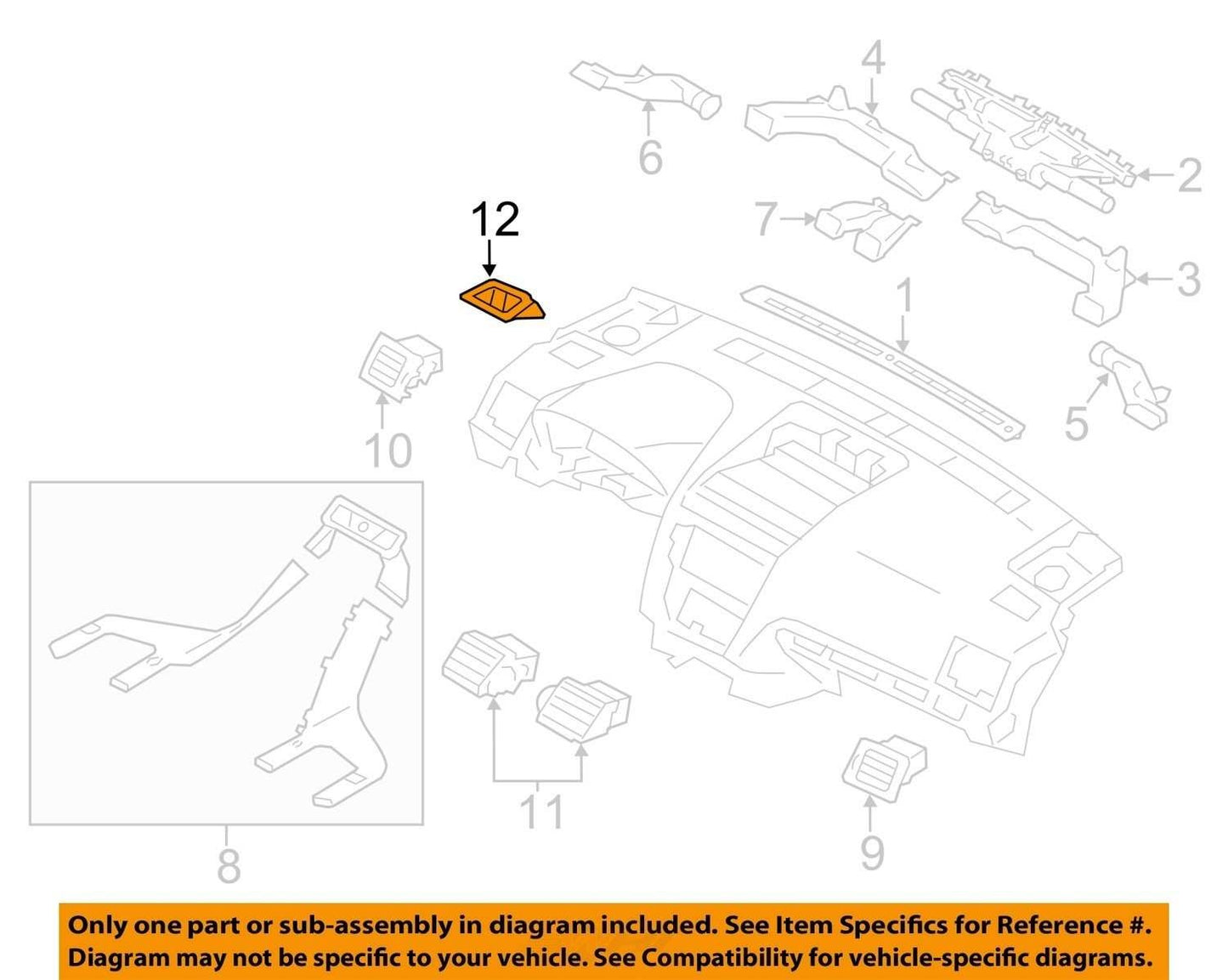 2014-2018 Subaru Forester Front Right Defrost Air Vent Grille 66115FJ000 OEM