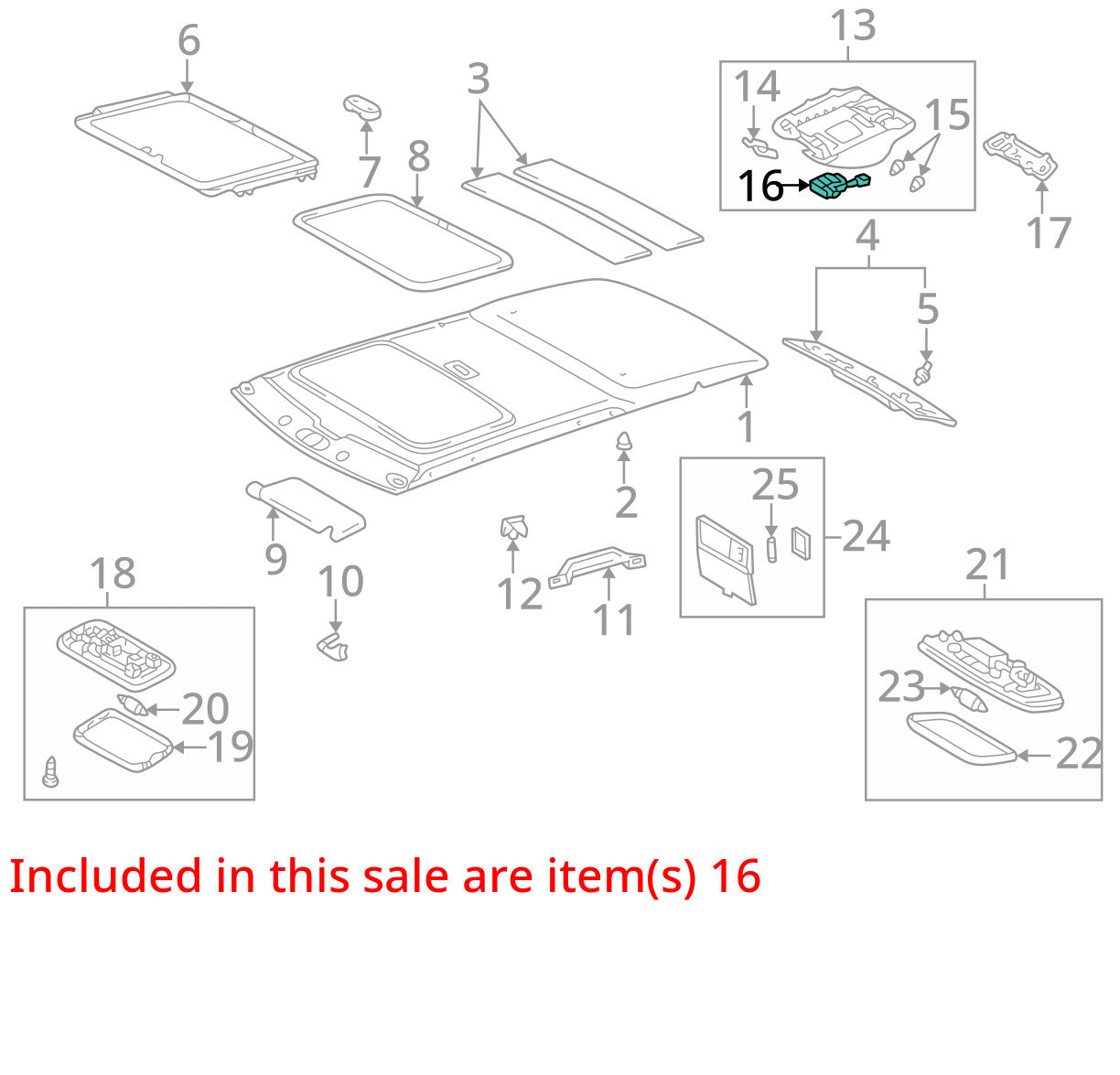 1998-2002 Toyota 4Runner Overhead Sunroof Moonroof Control Switch Brown OEM
