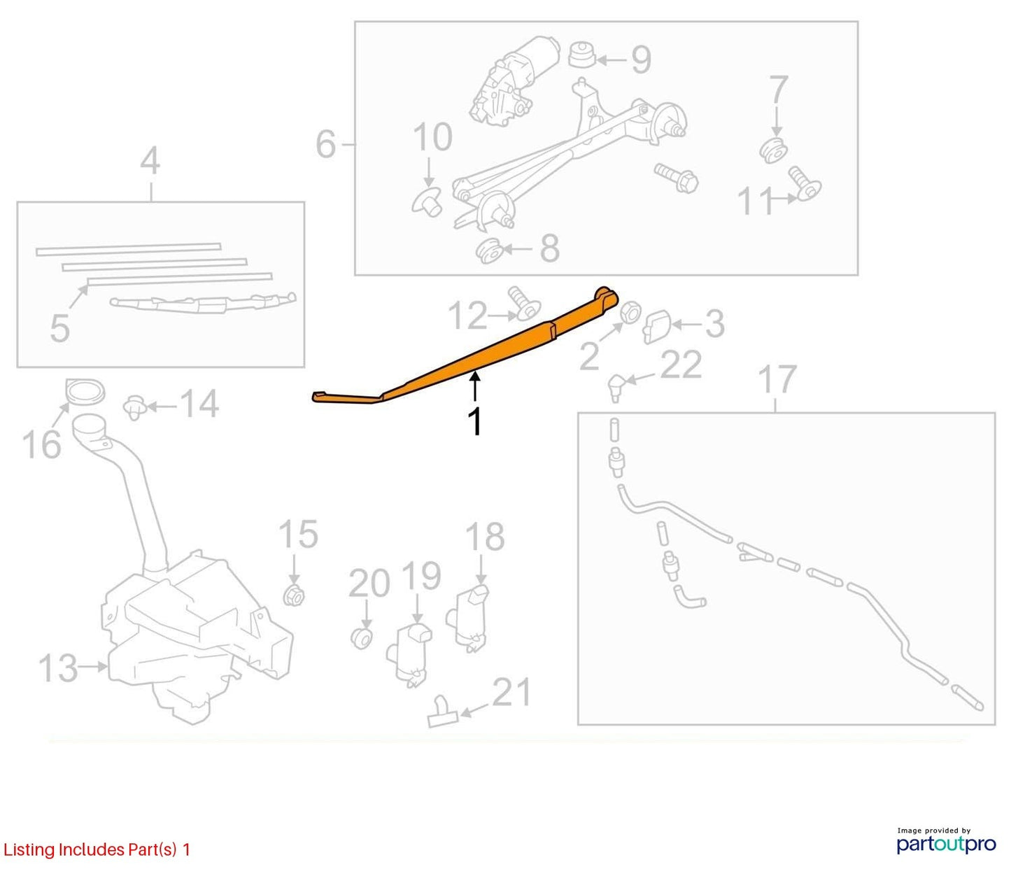 2014-2018 Subaru Forester Right Windshield Wiper Arm OEM