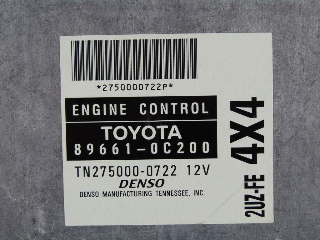 2001-2002 Toyota Sequoia 4X4 4.7L ECM Engine Computer Pcm ECU 89661-0C200
