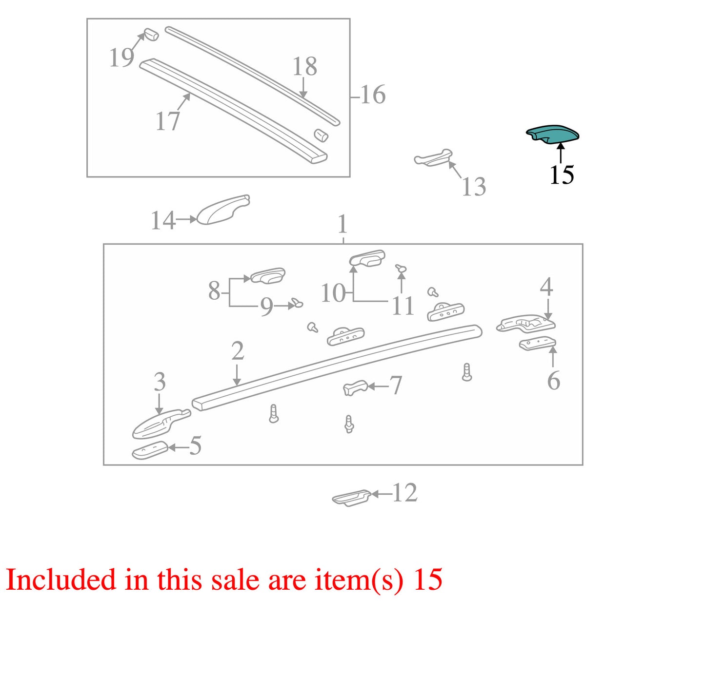 2001-2007 Toyota Sequoia Rear Right Roof Rack Cover OEM