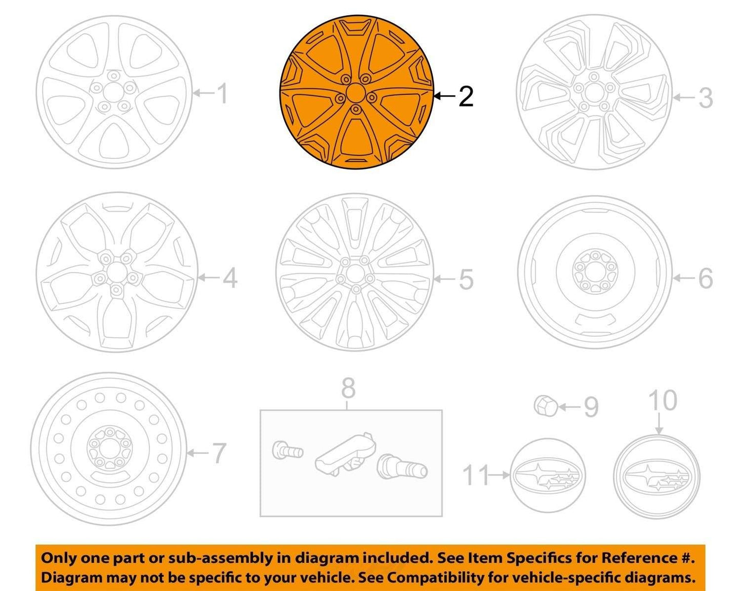 Subaru Forester 2014-2016 17X7 Aluminum Alloy Chrome 5 Spoke 68814 OEM