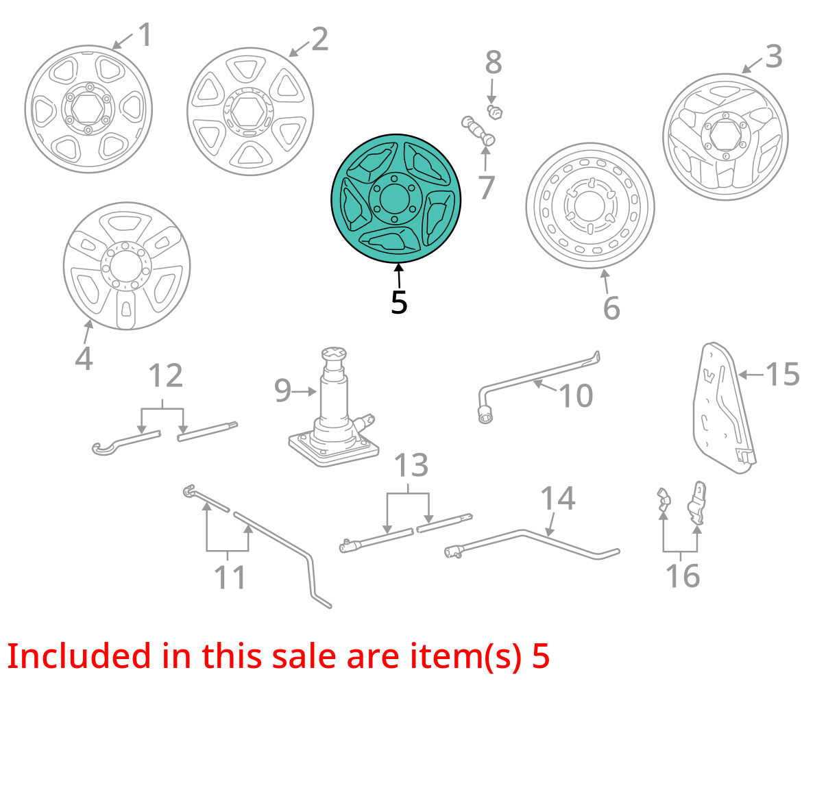 Toyota Tundra Sequoia 2000-2004 16X7 Aluminum Alloy Silver 5 Spoke 69395 OEM