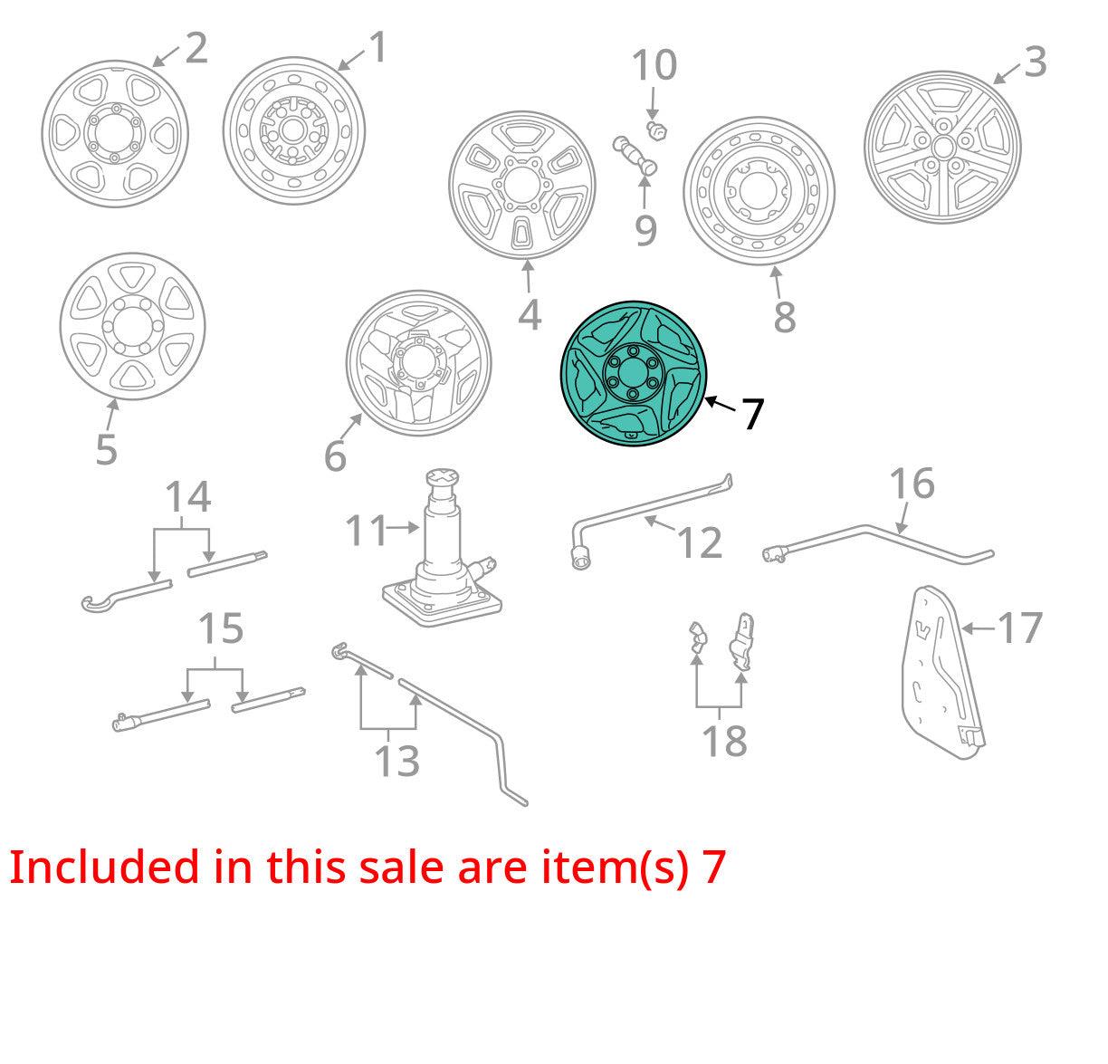 Toyota Tundra Sequoia 2000-2004 16X7 Aluminum Alloy Silver 5 Spoke 69395 OEM