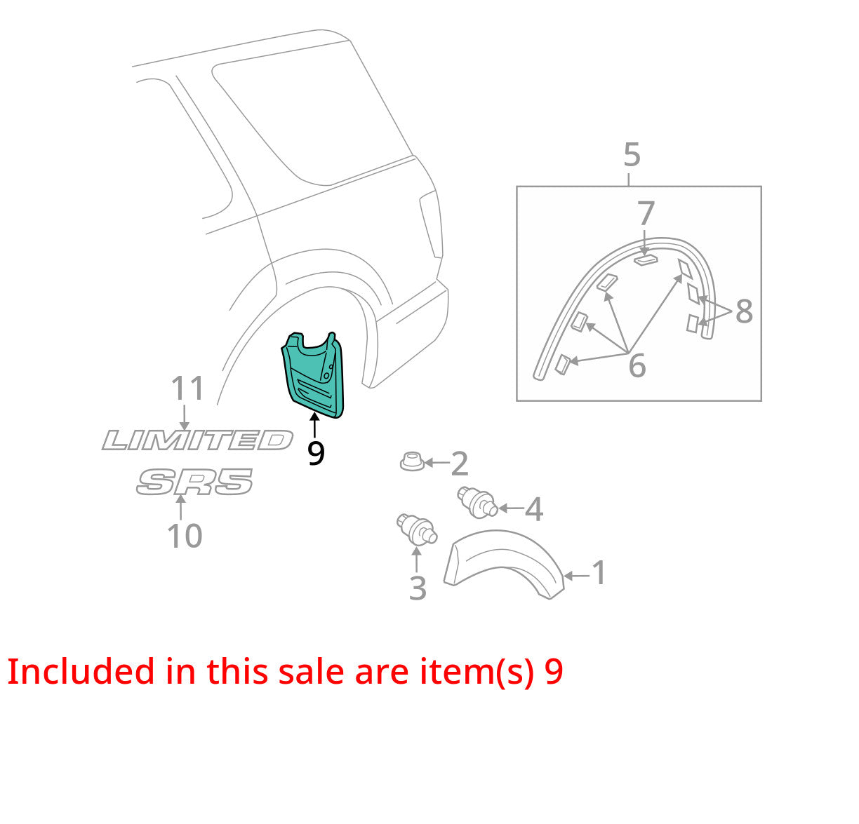 2001-2007 Toyota Sequoia Left Rear Mud Flap OEM