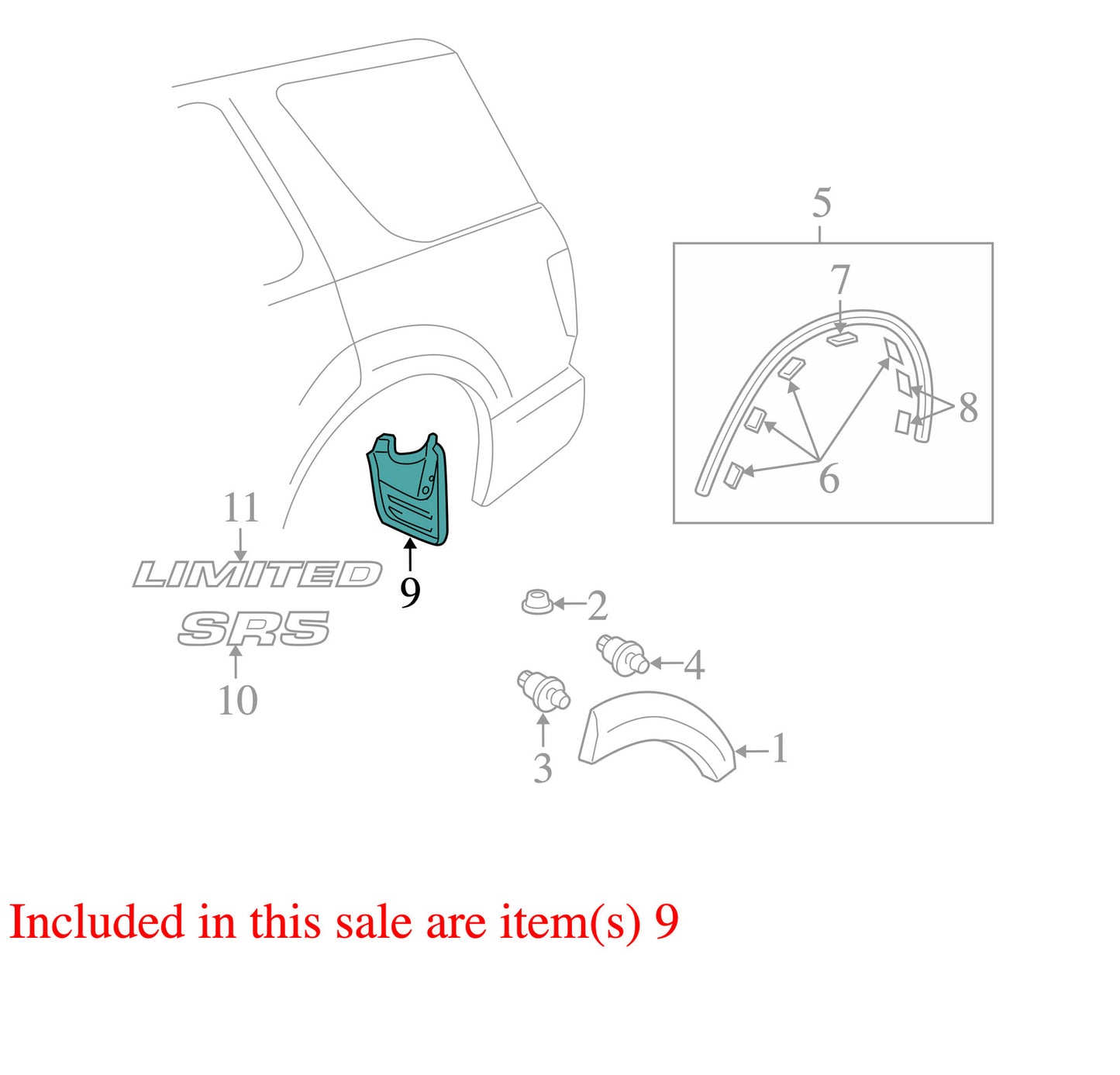 2001-2007 Toyota Sequoia Left Rear Mud Flap OEM