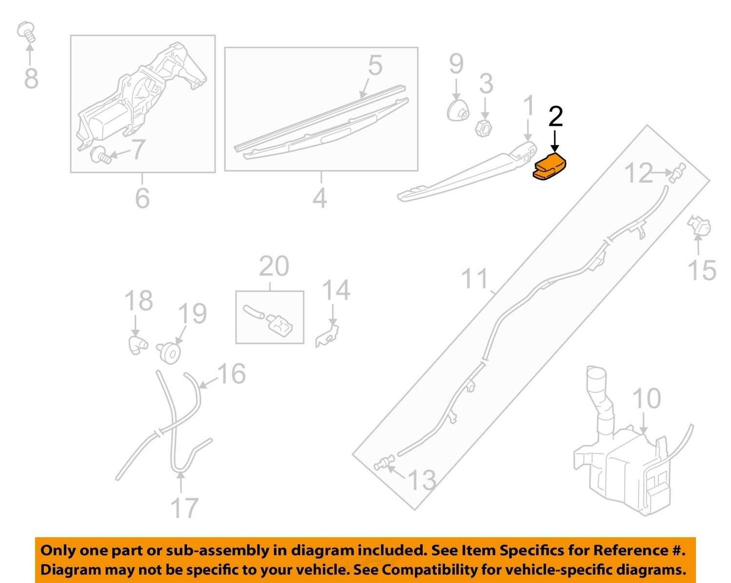 2005-2009 Subaru Legacy Outback Wagon Rear Windshield Wiper Arm Cover OEM