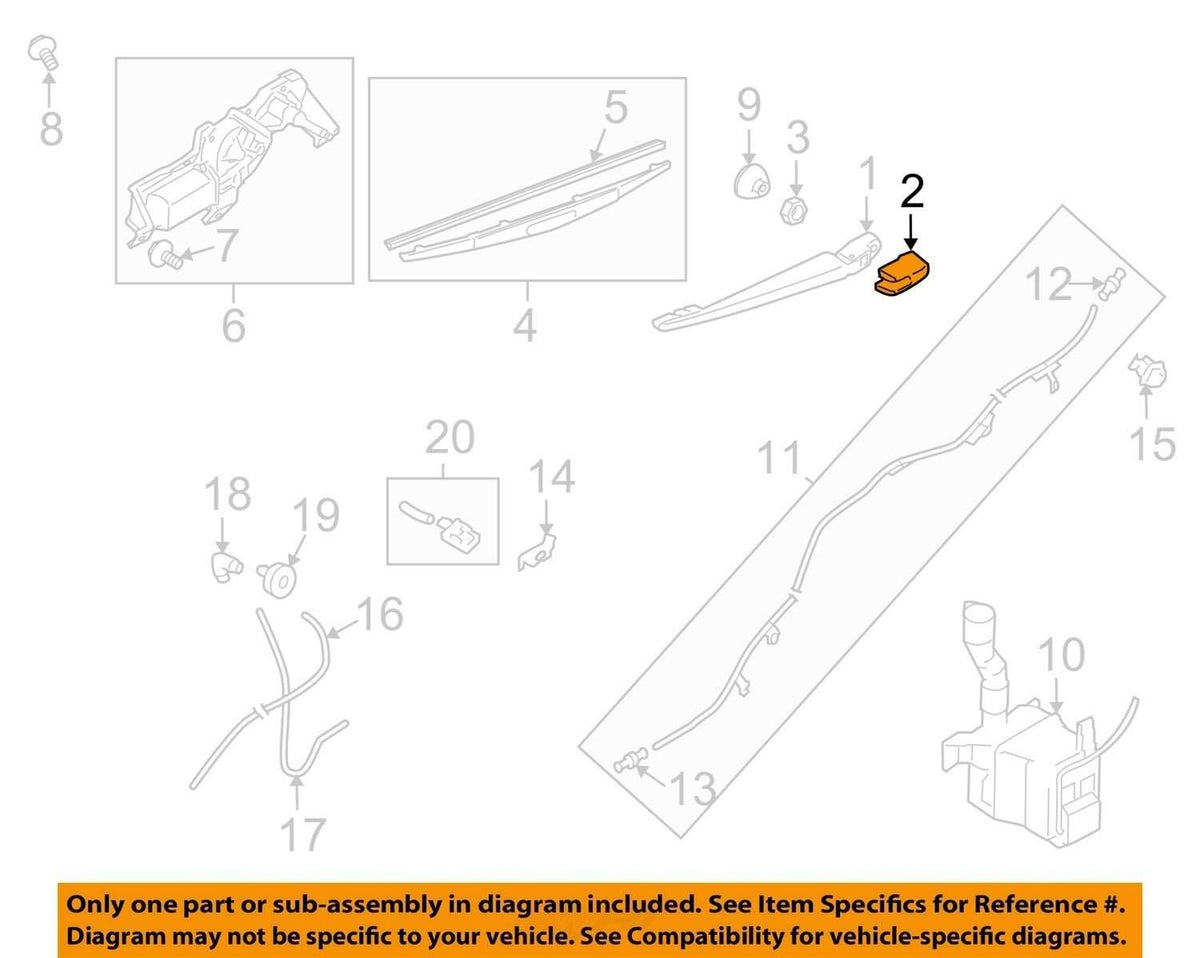 05-09 Subaru Legacy Outback Wagon Rear Windshield Wiper Arm Cover OEM 86538AG09A