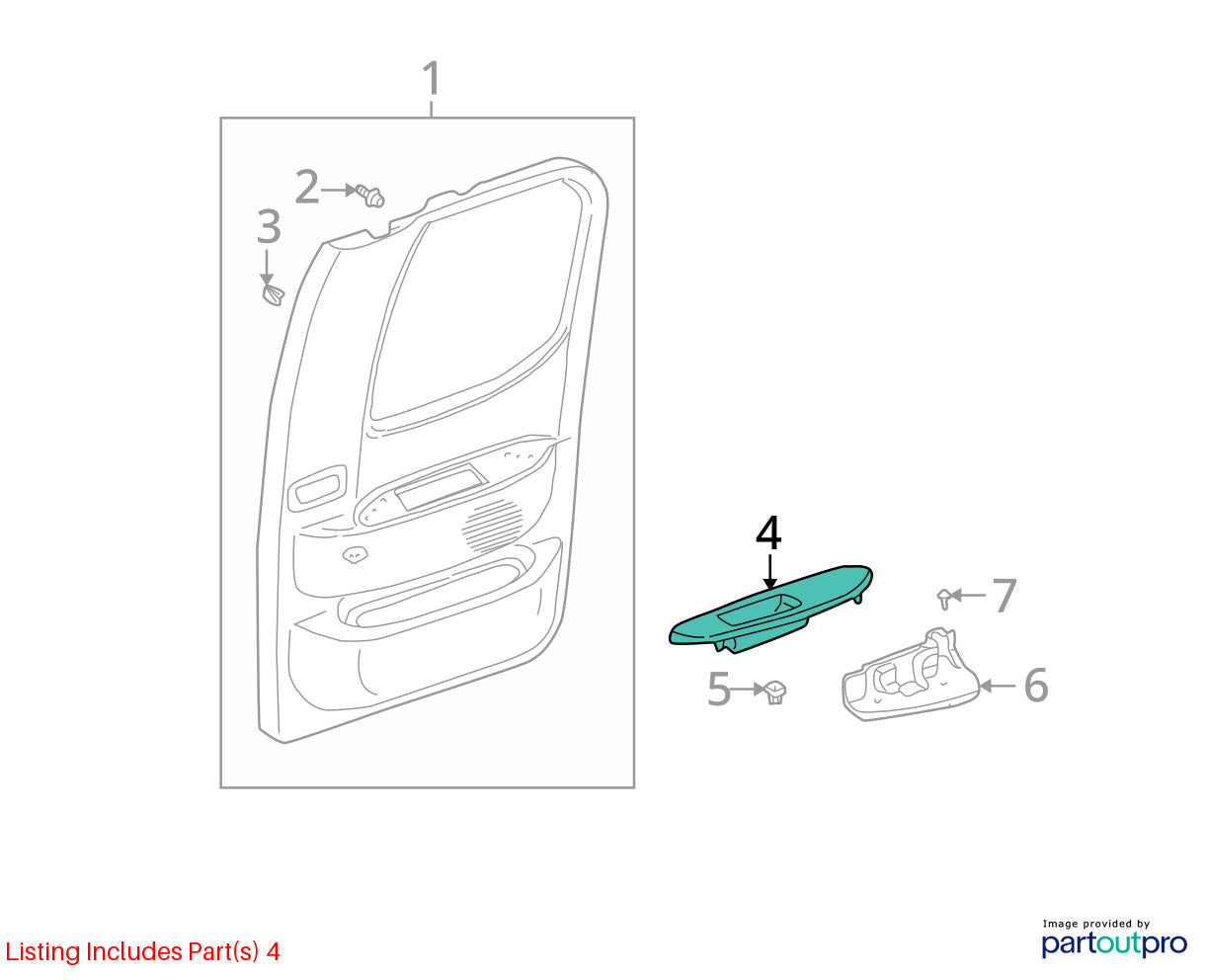 2000-2006 Toyota Tundra Extended Cab Right Rear Door Armrest OEM