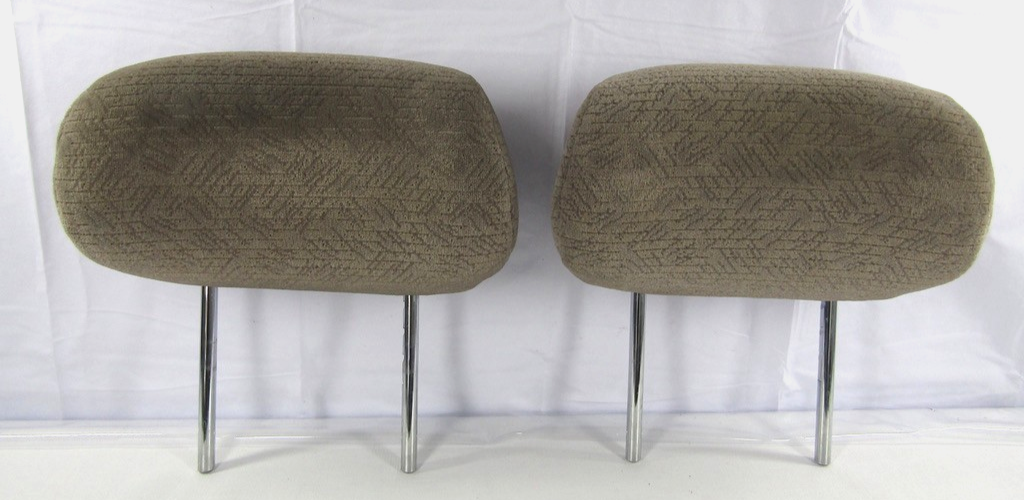 2000-2004 Toyota Tundra Front Left Right Headrest Head Rest Set Beige Cloth OEM