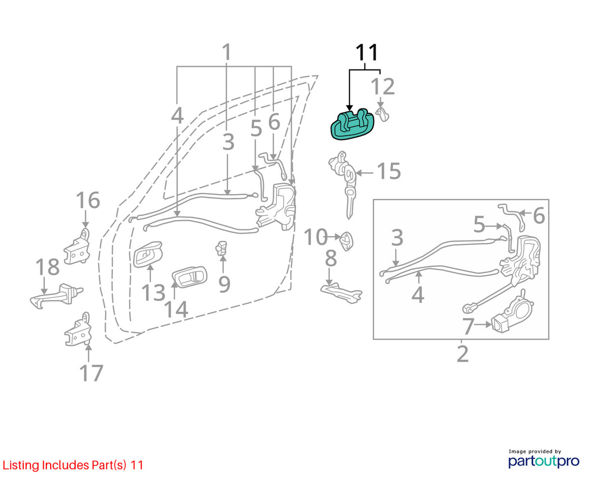 2000-2006 Toyota Tundra Right Front Exterior Door Handle OEM 6922034040J0