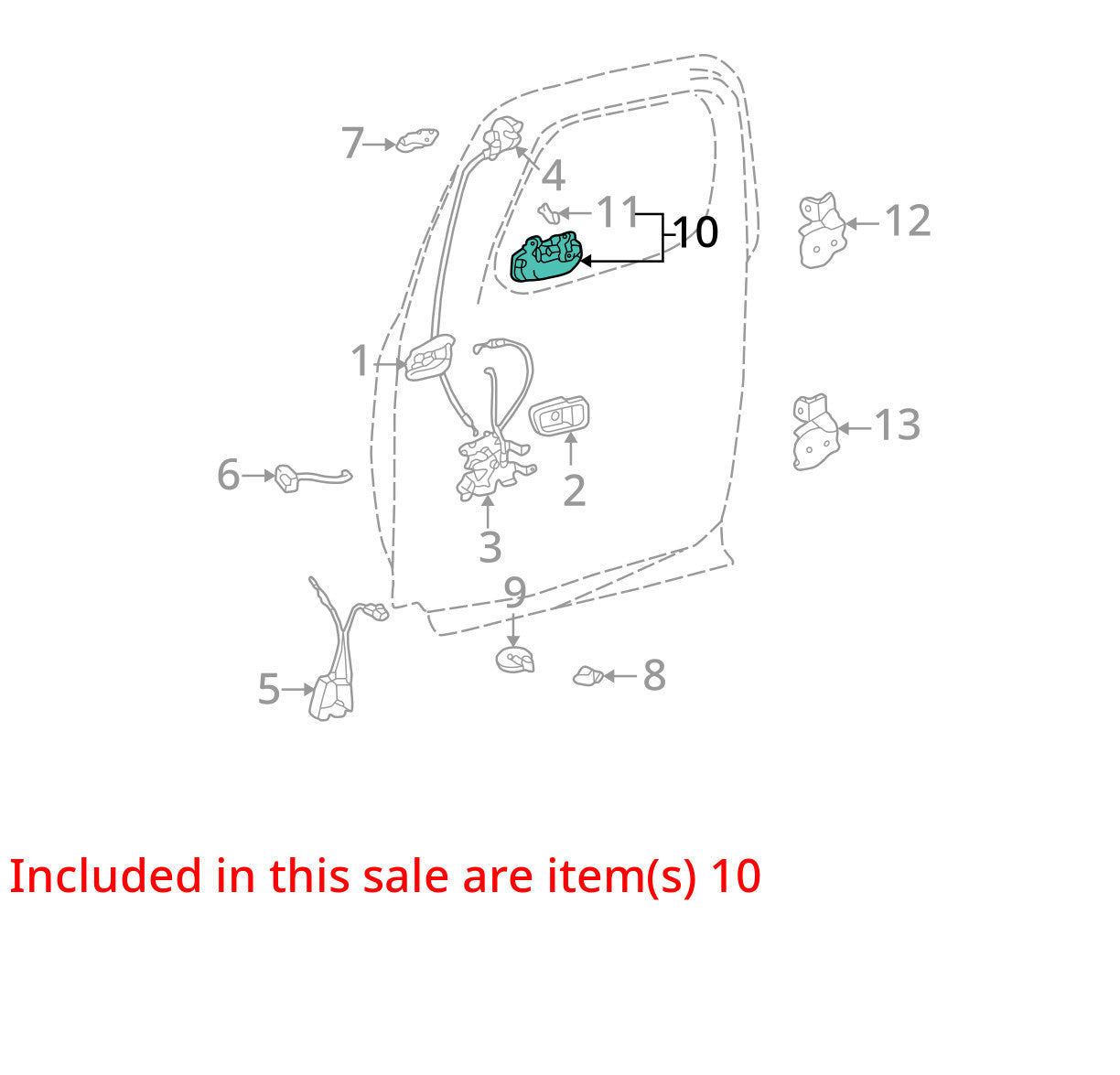 2000-2006 Toyota Tundra Access Cab Left Rear Left-Side Door Handle Green OEM