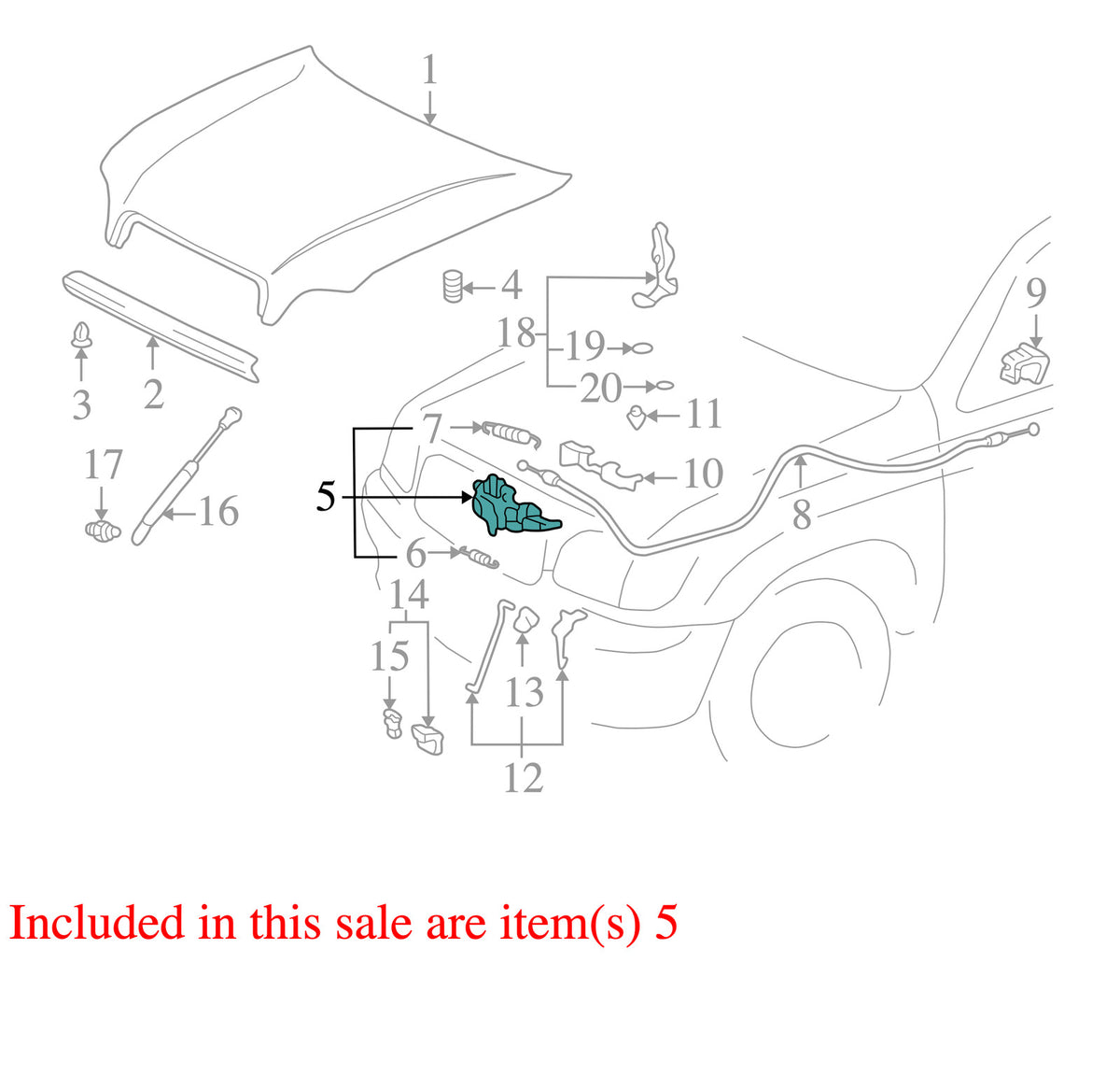 2000-2006 Toyota Tundra Front Hood Latch OEM 535100C011
