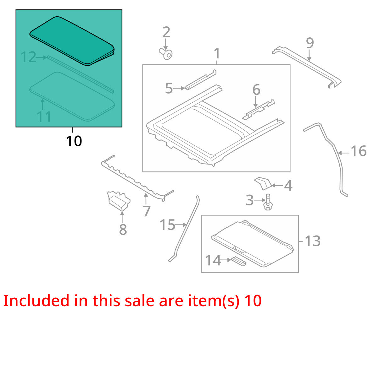 2011-2017 Nissan Juke Moon Sun Roof Sunroof Glass Moonroof 91210-1KA2B OEM