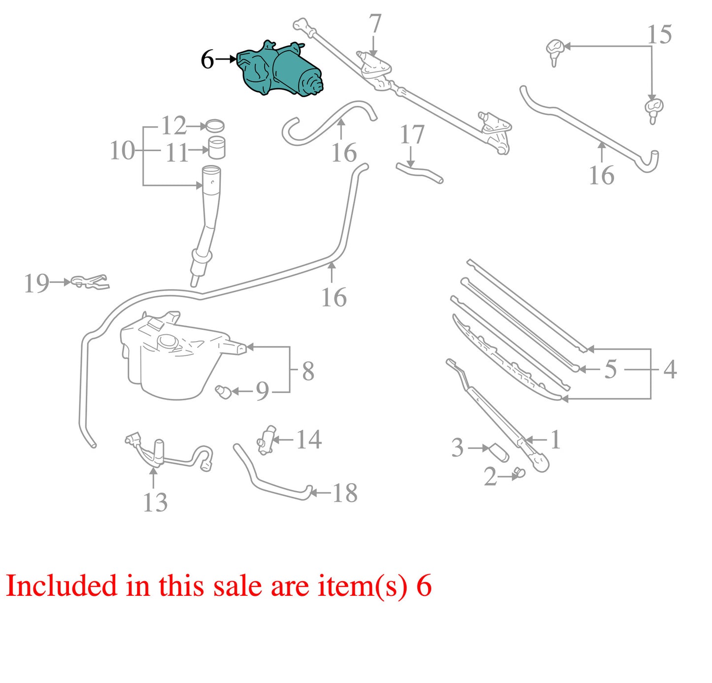2001-2007 Toyota Sequoia Front Windshield Wiper Motor OEM
