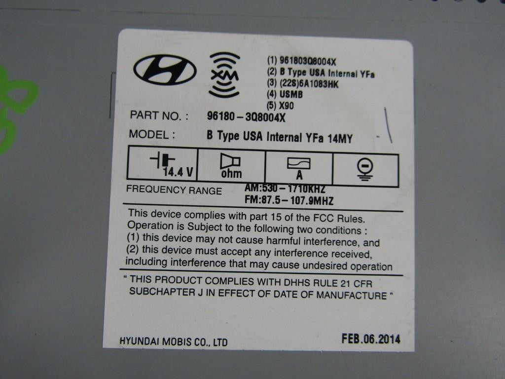 2011-2015 Hyundai Sonata Radio Control Unit 961803Q6004X OEM