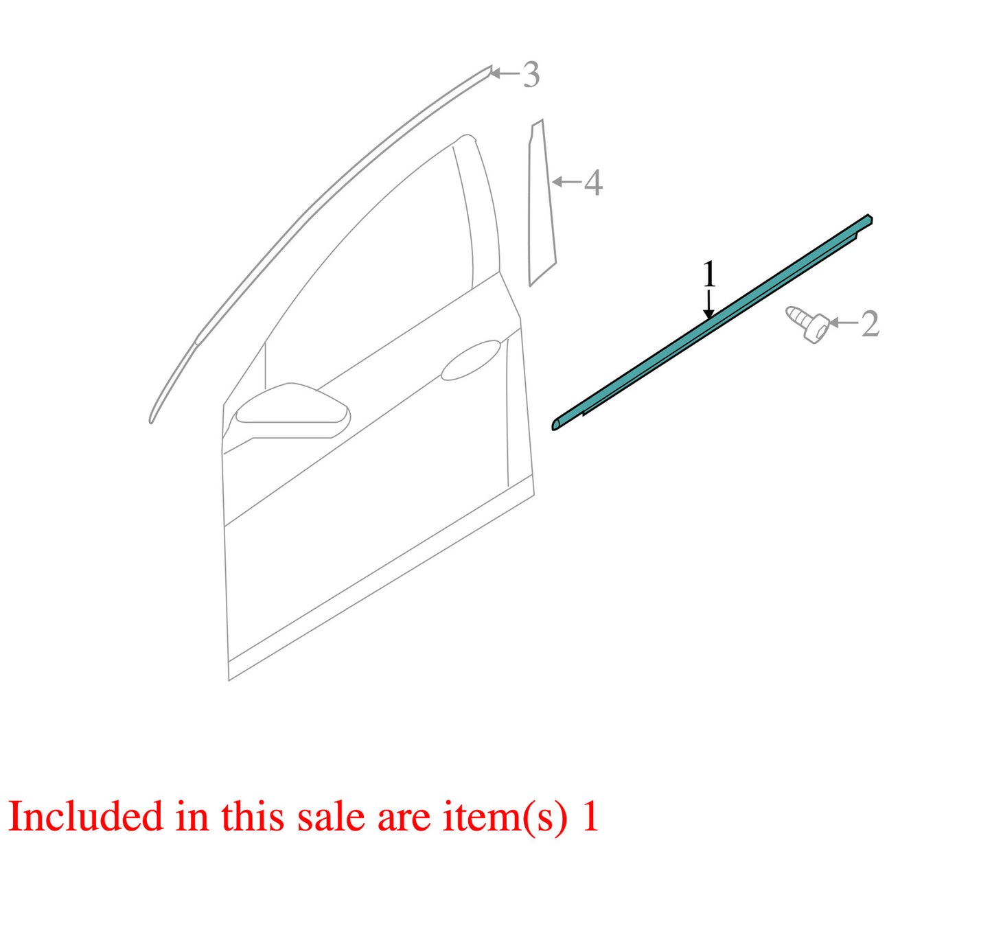 2011-2015 Hyundai Sonata Left Front Door Window Belt Weatherstrip Chrome OEM