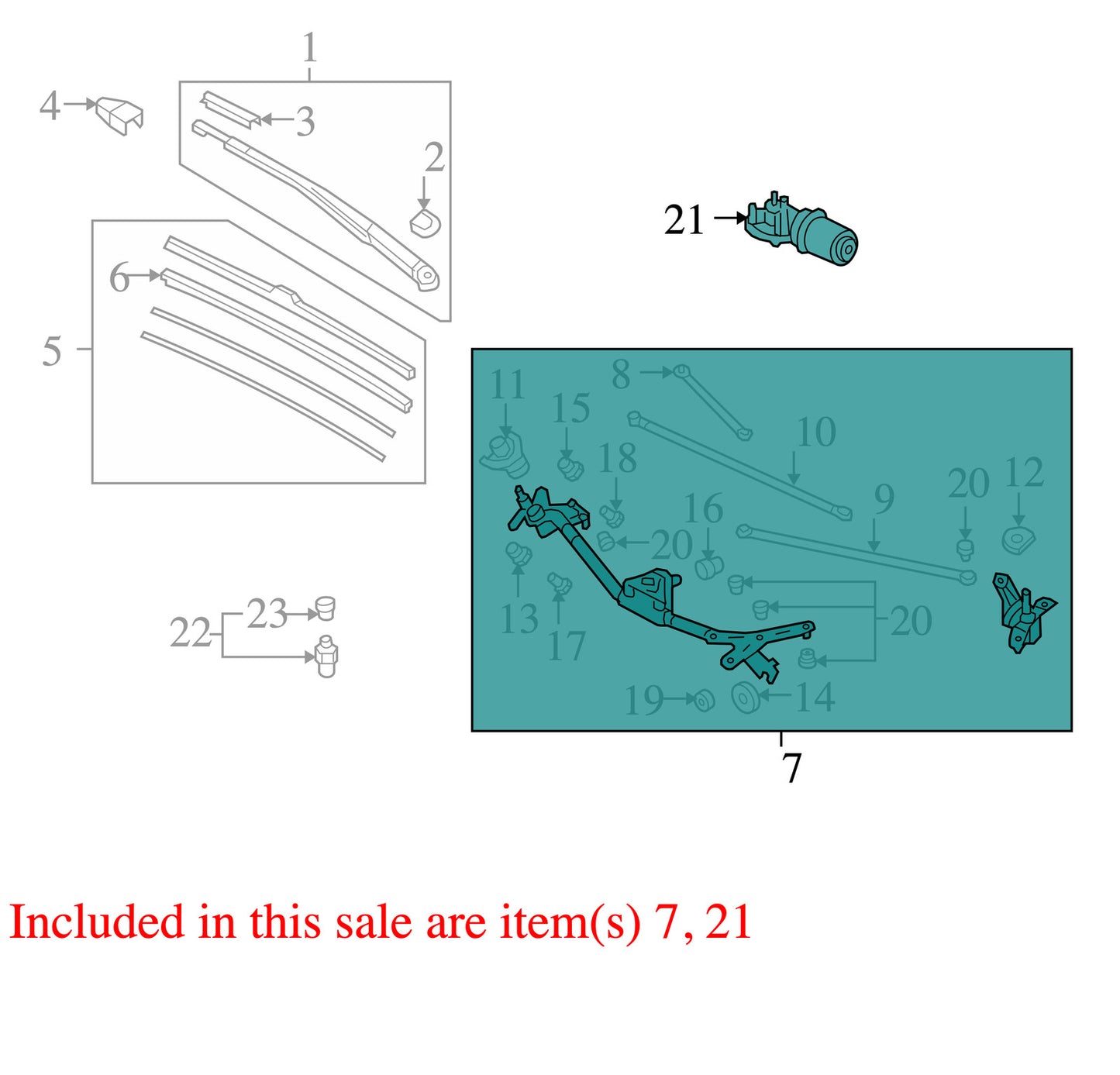 2006-2011 Honda Civic Windshield Wiper Linkage & Motor OEM