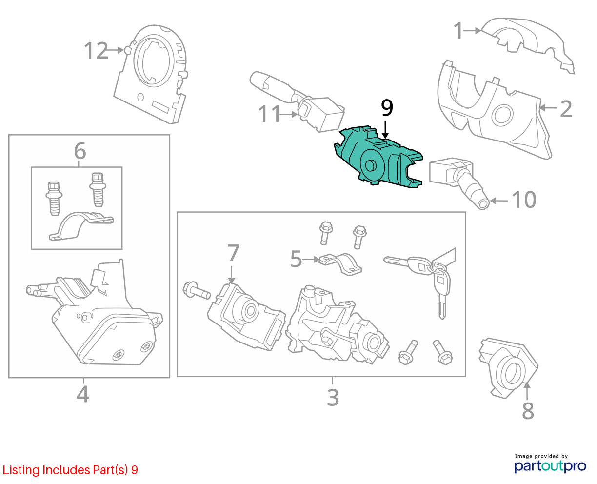 2011 Honda Civic Steering Column Switch Housing 35251TA0B11 OEM