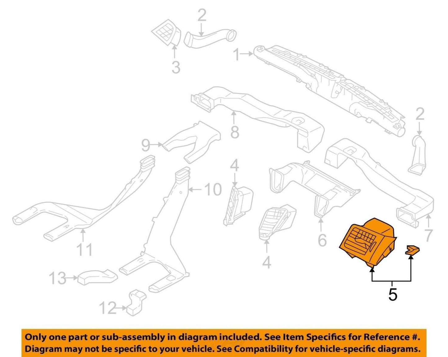 2010-2014 Subaru Outback Left AC Heat Air Vent Housing Trim Plate T14276 OEM